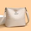 Women's Fashion Soft Leather Bucket Bag Large Capacity Shoulder Crossbody Bag For Middle-Aged Ladies