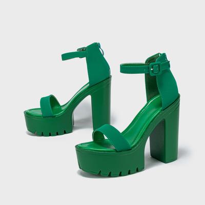 Summer Women's Sandals Dance Shoes Fashion Waterproof Platform Anti Slip Sole Thick Heel High Heel Green Sandals Large Size