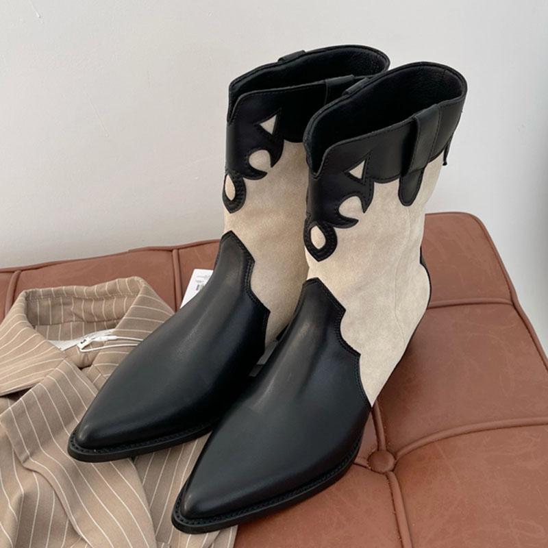 

Модные ковбойские женские ботильоны в стиле ретро в британском стиле с острым носком на толстом каблуке, модная женская обувь 2024 года, осень-зима 39 чёрный