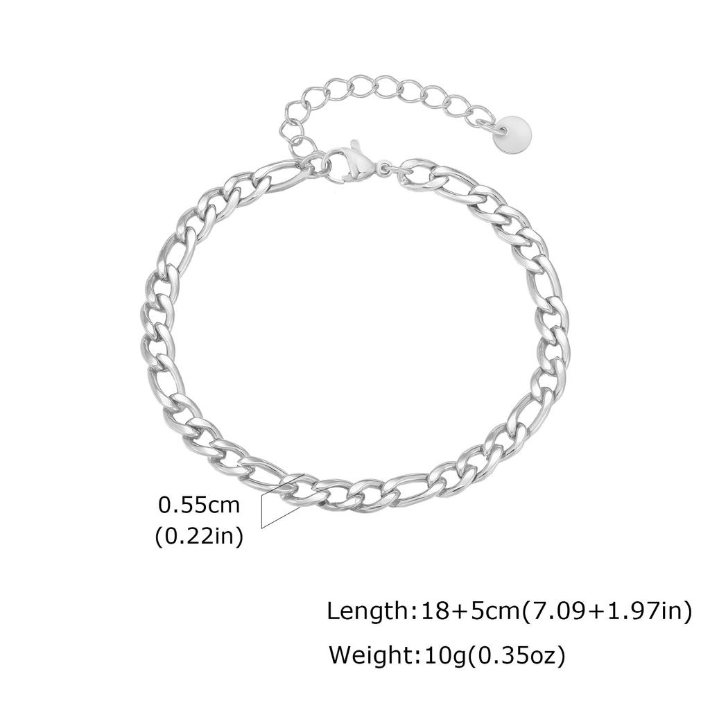 Men's Figaro Chain Bracelets,5.5mm Width Stainless Steel NK Chain Wristband,Hiphop Punk Jewelry Gift for Him