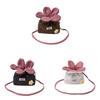 Plush Floral Drawstring Bag With Grid Pattern For Casual Daily Use