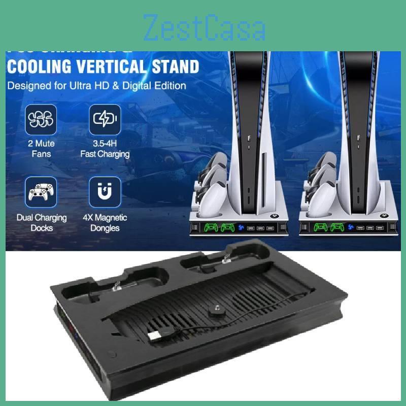 For Ps5 Console Stand With Cooling Fan Controller Charger Multi Bracket Function