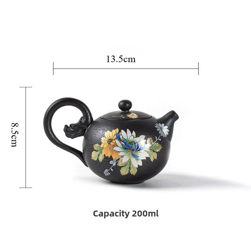 Kiln Turned Silver Black Hot Stamping Relief Craft Tea Cup Goupin Cup Antique Ceramic Master Cup Tea Cup Kung Fu Tea Set