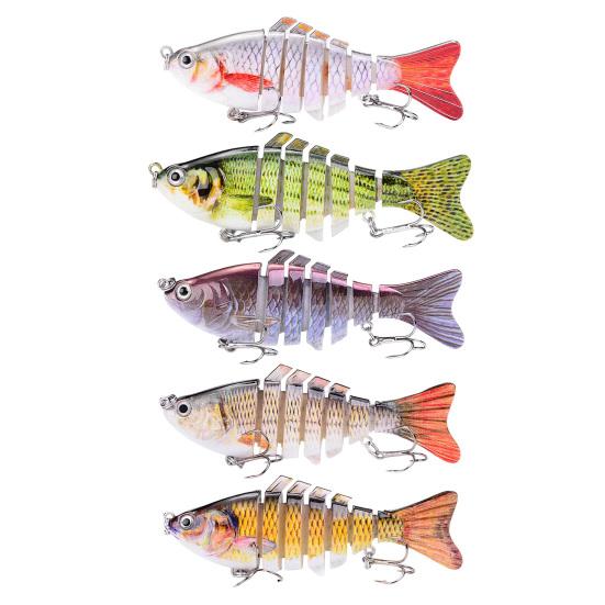 1/2/3/5Pcs 10CM/15.5G Multi-Jointed Fishing Lure with Hooks Realistic 7-Section Swimbait Plastic Artificial Bait Freshwater Saltwater Accessories