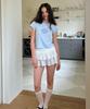 Dimanche Lace Mini Wrap Skirt (White)