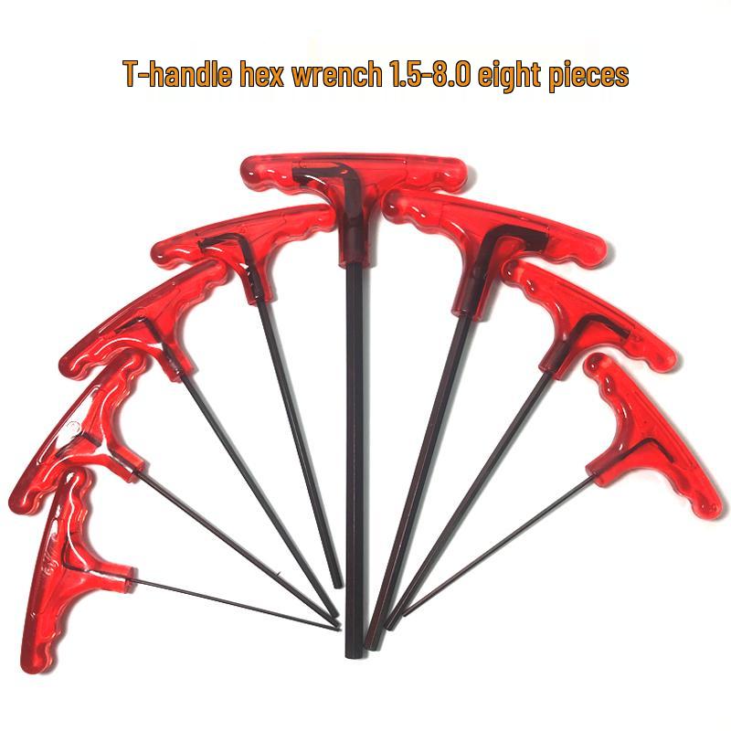 T-Handle Allen Wrench Set with S2 Flat-Head Hex Screwdriver and Individual Hex Wrenches