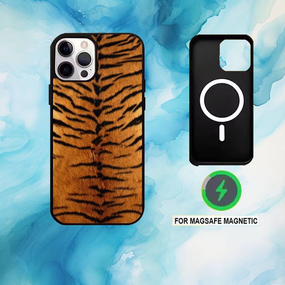 Tiger Skin Phone Case For iPhone17,16,15,14,13,12,11 Plus,Pro Max Magnetic For Magsafe Wireless Charging