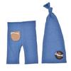 NewBorn Photo Outfit Blue Clothes Pants Tailed Hat Crochet Soft Breathable Wood Button Photo Props for Infant Toddlers