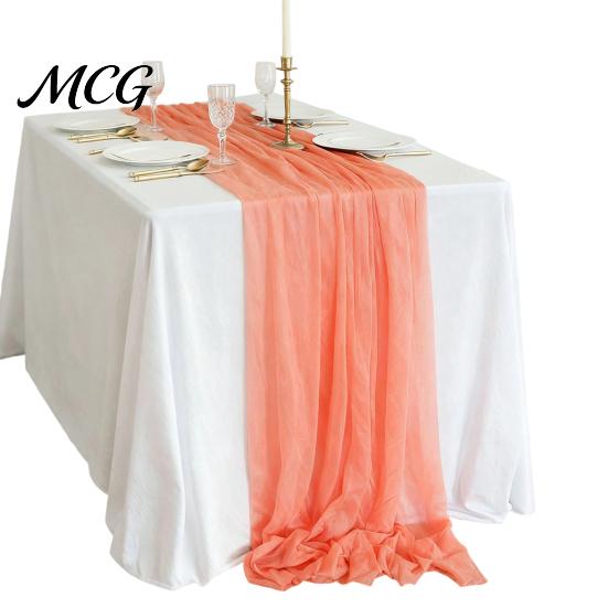 Table Protector Runner Sheer Flowing Runner, Chiffon Wedding Elegant Solid Color Scratch Resistant for Dining Home Bridal Shower Party Decor