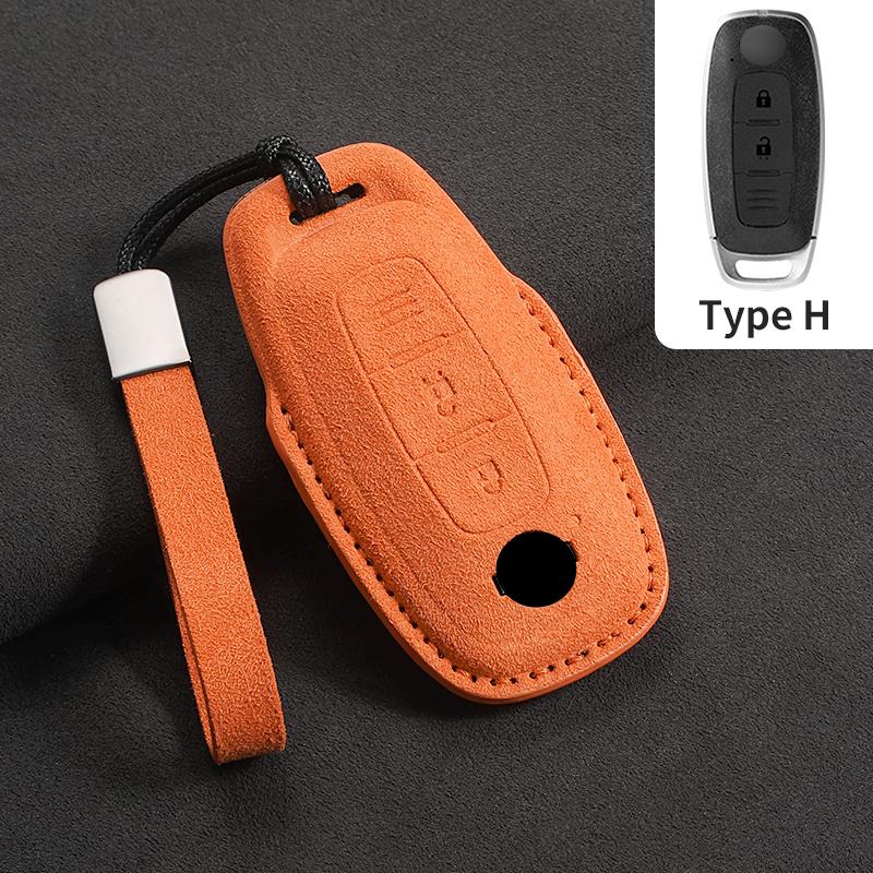 Suede Car Remote Key Case Cover Shell For Nissan Altima Maxima Rogue Armada Pathfinder Versa 3/4 Buttons Leather Car Key Bag