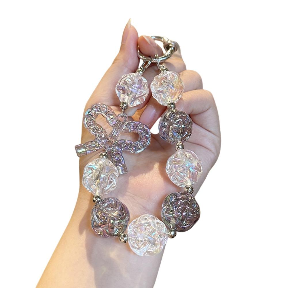 Bag Hanging Beaded Phone Chain Irregular Transparent Beads Pendant Sweet Candy Keychain Gifts