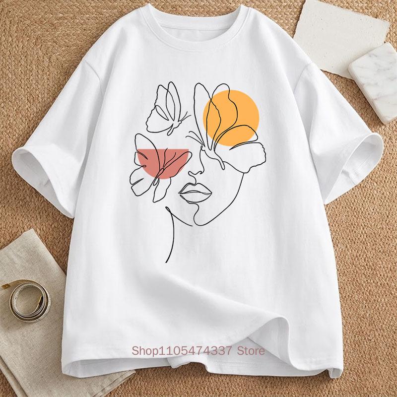 Line Face Graphic Print Tshirts For Unisex Summer Casual Fashou Harajuku Loose Streetwear Tops Crew Neck Short Sleeve Tshirts
