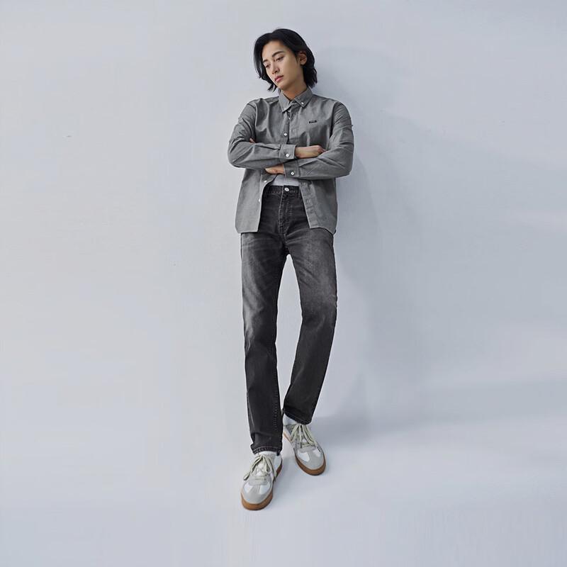 Lee Men's 2025 A/W Dark Gray Tapered Mid-Waist Five-Pocket Jeans