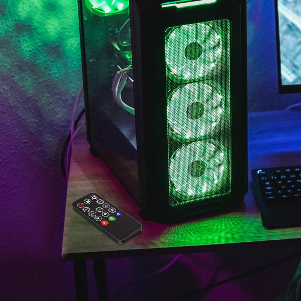 Argb Controller mit 14 Fernbedienbaren 3-Pin Argb Controllern mit Fernbedienung Sata Stromversorgung für Farbwechselmodi PC