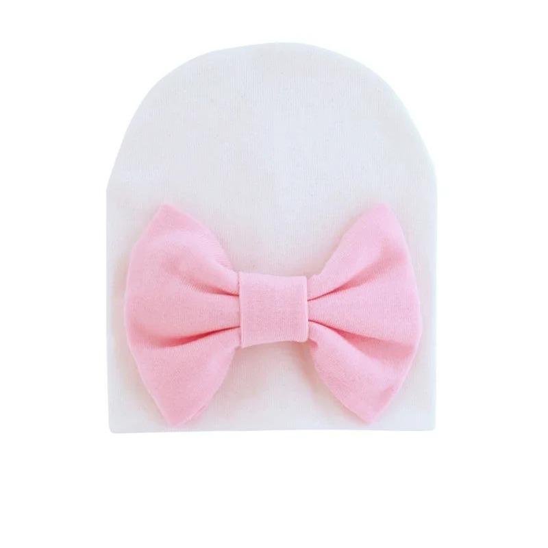 Cotton Solid Bowknot Beanie Newborn Baby Girl Knot Gorras Hat Bebe Bow Bonnet Warm Hat Double Layer Infant Cute Bow-tie Skullcap