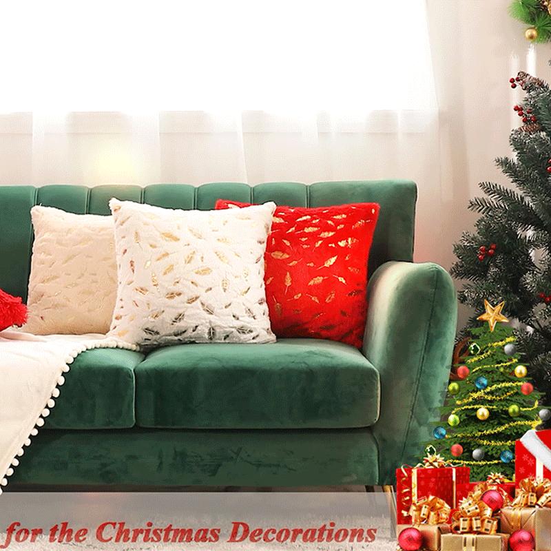 

Home Christmas Atmosphere Pillowcase, Short Plush Hot-scalding Feather Pillowcase, Sofa Cushion Cover 45 * 45Cm without core