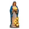 Maagd Maria Tuinbeeld met Verlichte Rozen Hars Religieus Beeldje Handgemaakt Christelijke Tuindecoratie voor Moederdag Cadeaus
