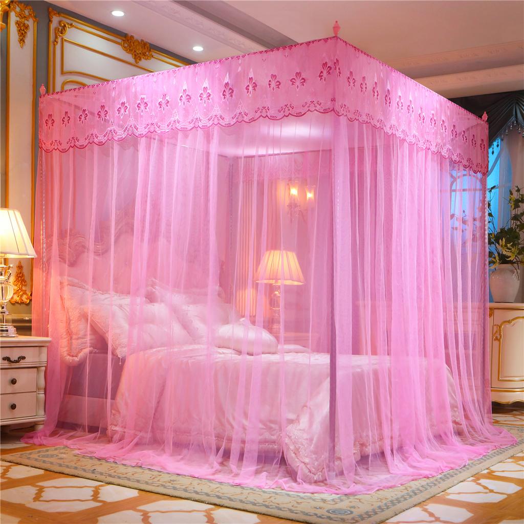 Mosquitera de cuatro esquinas para cama de matrimonio y cama de matrimonio tamaño queen Hinzonek