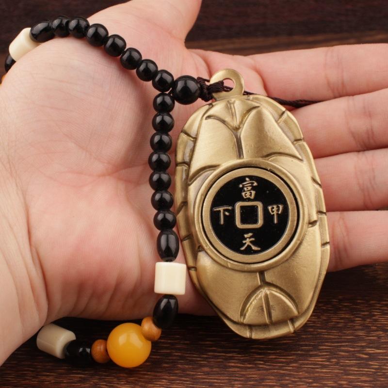 Rich Prosperous Brass Turtle Shell Handheld Ornament Attracting Rice And Treasure Hundred Blessings Retro Chinese Style Car