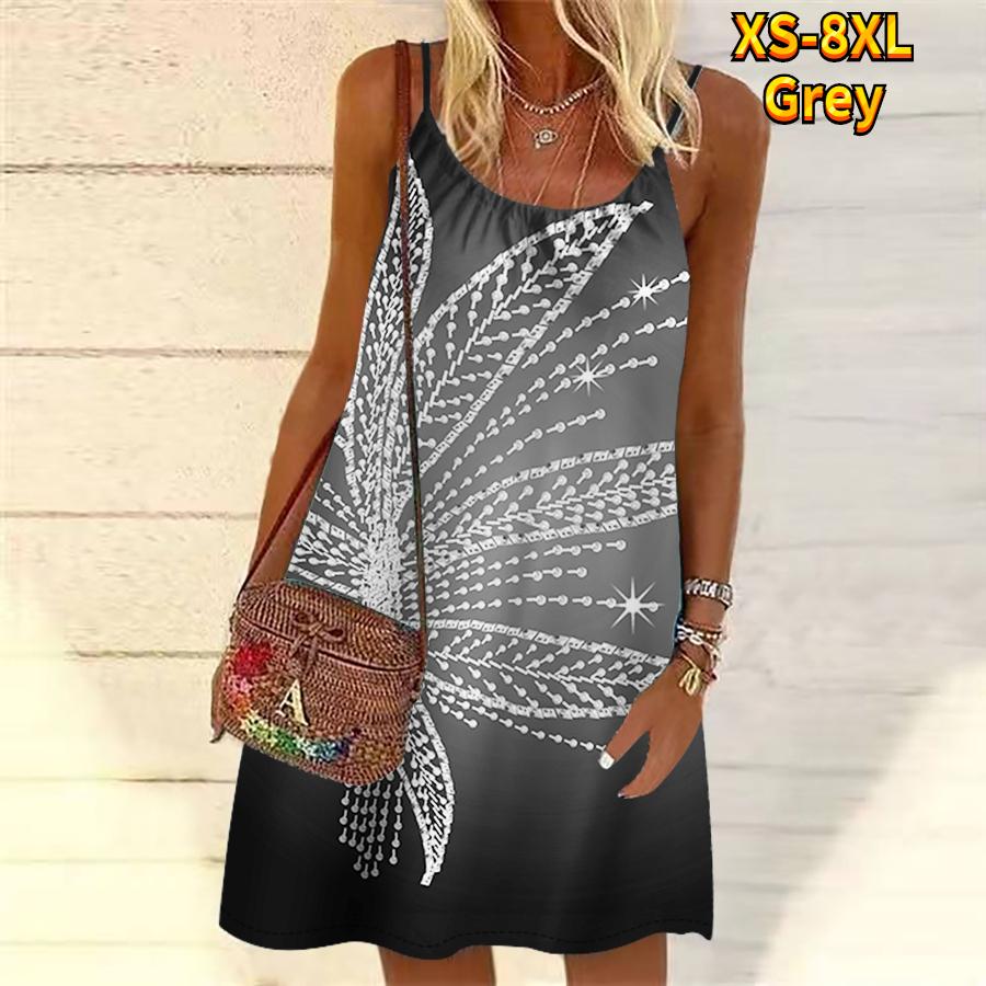 Женское мини-платье с ярким бриллиантом и большим цветочным принтом — фото 5