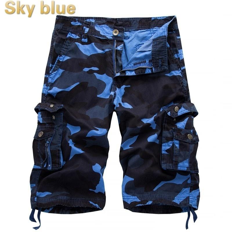 Nové letní pánské overaly Camouflage Střední kalhoty Pánské cargo kraťasy 6 barev