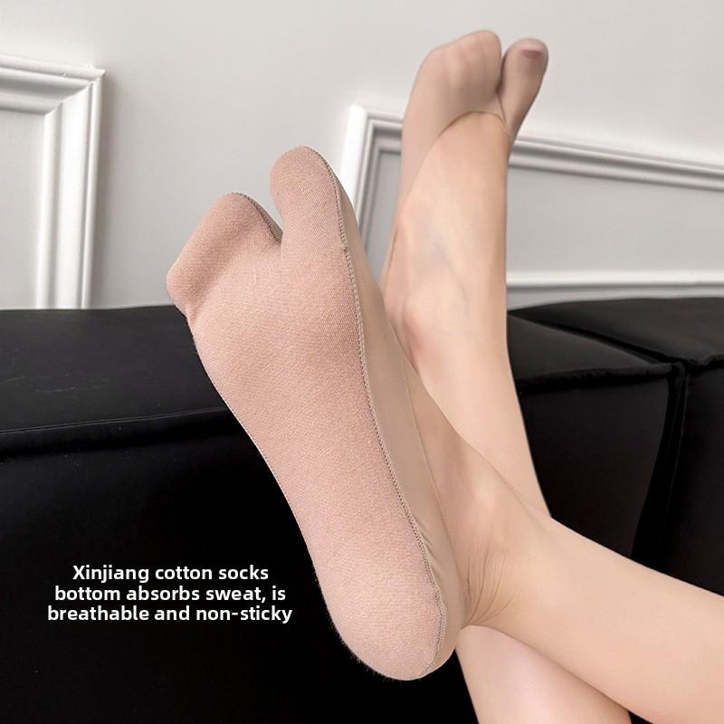 Calzini a punta divisa, Calzini invisibili da due pollici, Calzini estivi da donna, Stile zoccolo di pecora, Fondo in cotone, Antiscivolo, Tallone antiscivolo, Scarpe da barca