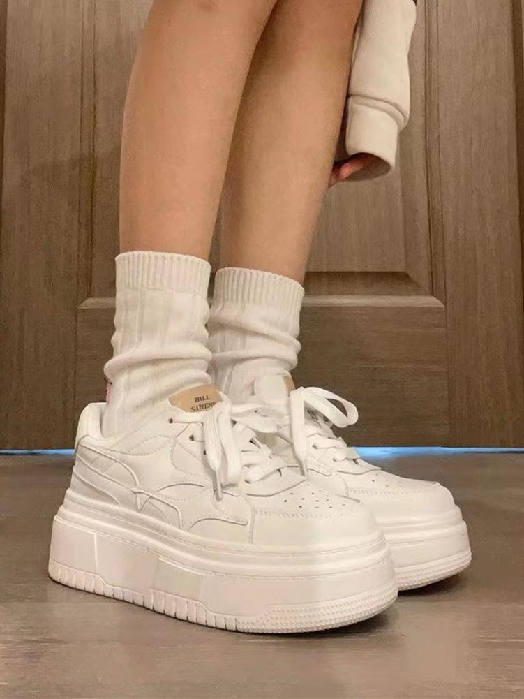 Little white shoes board shoes women's spring and summer school new thick-soled heightening couple's work sports shoes