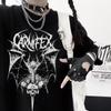T-shirt damski Harajuku Y2K Top Harajuku Retro koreański styl Czarny Demon Punk Gothic Anime Ubrania z nadrukiem