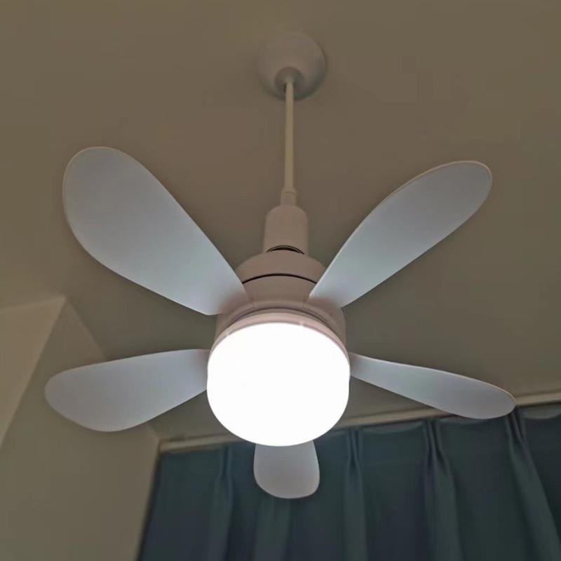 E27 LED Ceiling Fan Light 5 Blades 3 Adjustable Wind Speed Remote Control Dimmable Ceiling Fan Light Mute Electric Fan