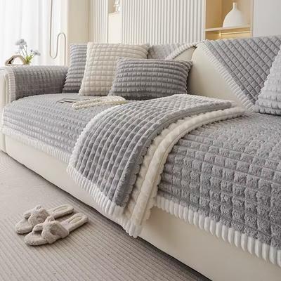 1PC Plush Sofa Mat Cover Thicken Winter Warm Sofa Cover for Living Room Universal Anti-slip Corner Couch Cushion Pad Home Decor