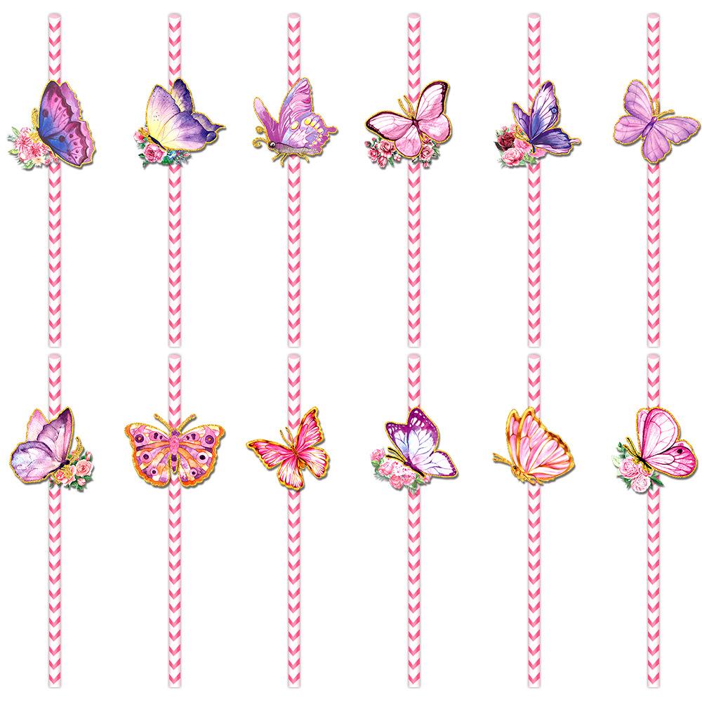 New Style, Beautiful Butterfly Theme, Water Cup Accessories, Disposable Paper Straws, Party Drinks, Decorative Items