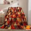 Cozy Flannel Autumn Style Triangle Patchwork Pattern Blanket, Home Decor HD Digital Print Fleece - Soft, Warm, And Multifunctional, Suitable for Sofa,