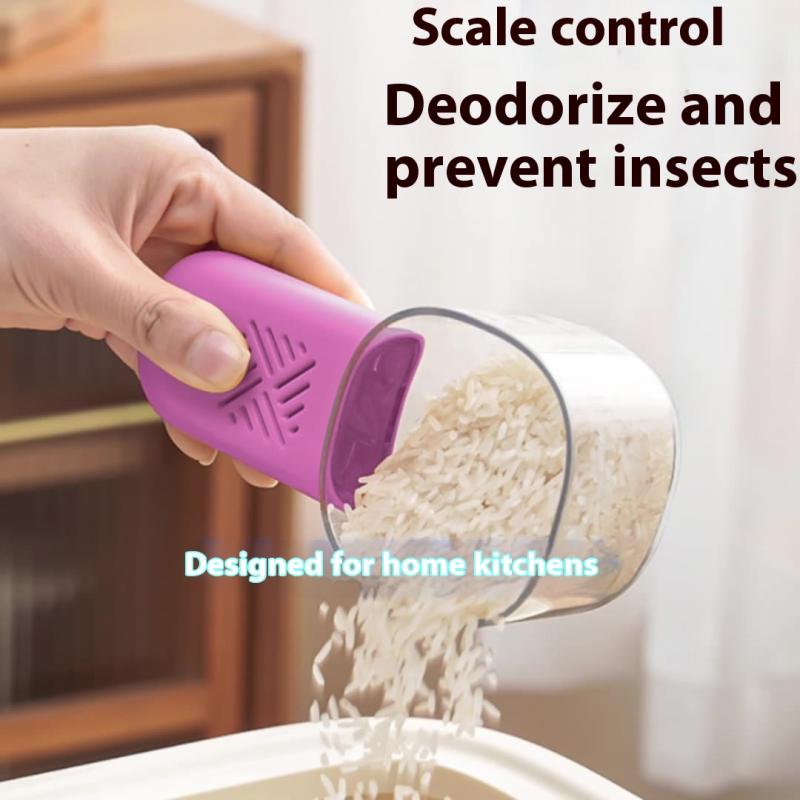 Kitchen Rice Scoop Multifunctional Moisture And Insect Prevention Grains Digging Noodle Scoop With Scale Measuring Scoop