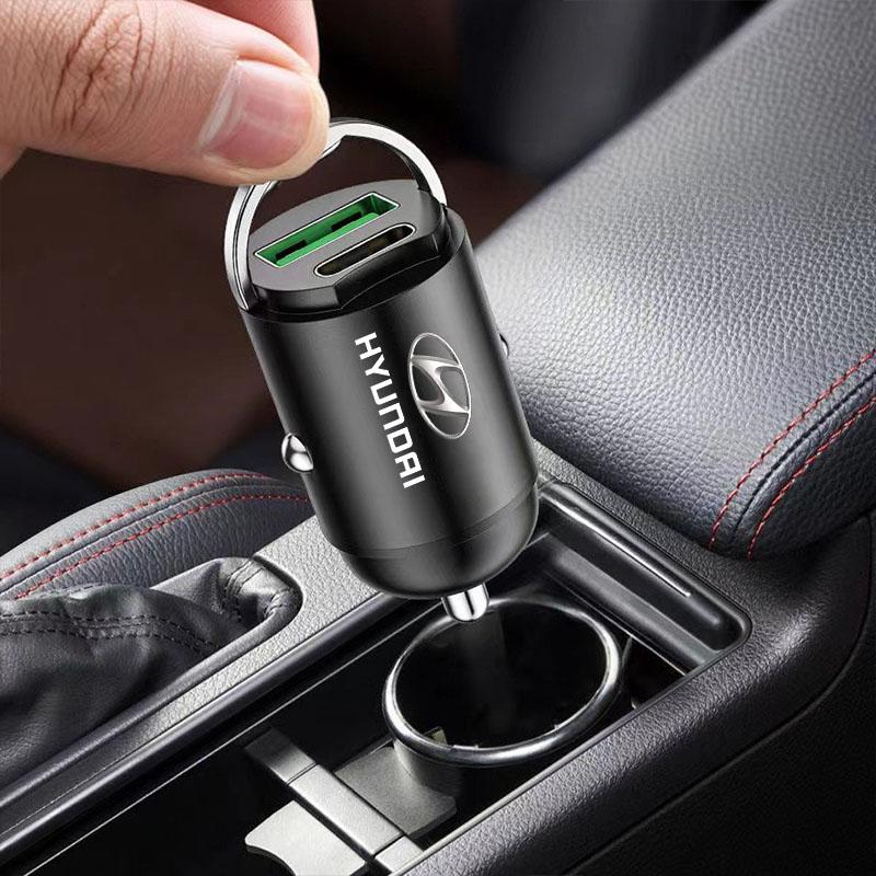 1Pcs Car Charger USB Type-C Fast Charging Adapter Car Accessories For Hyundai Santa Fe Sonata Solaris Azera Creta I30 Ix25 IX35 Tucson