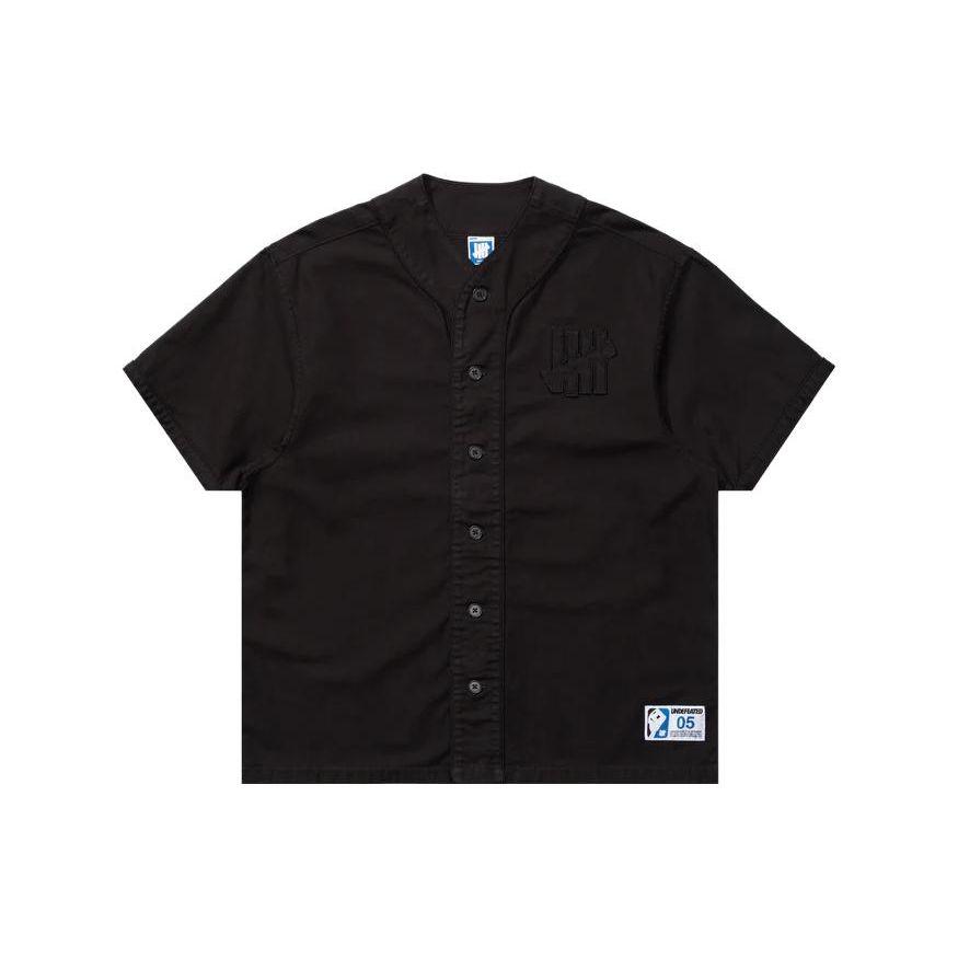 Undefeated Solid Color Single-Breasted V-Neck Short Sleeve Baseball Jersey T-Shirt Unisex Tops 30011