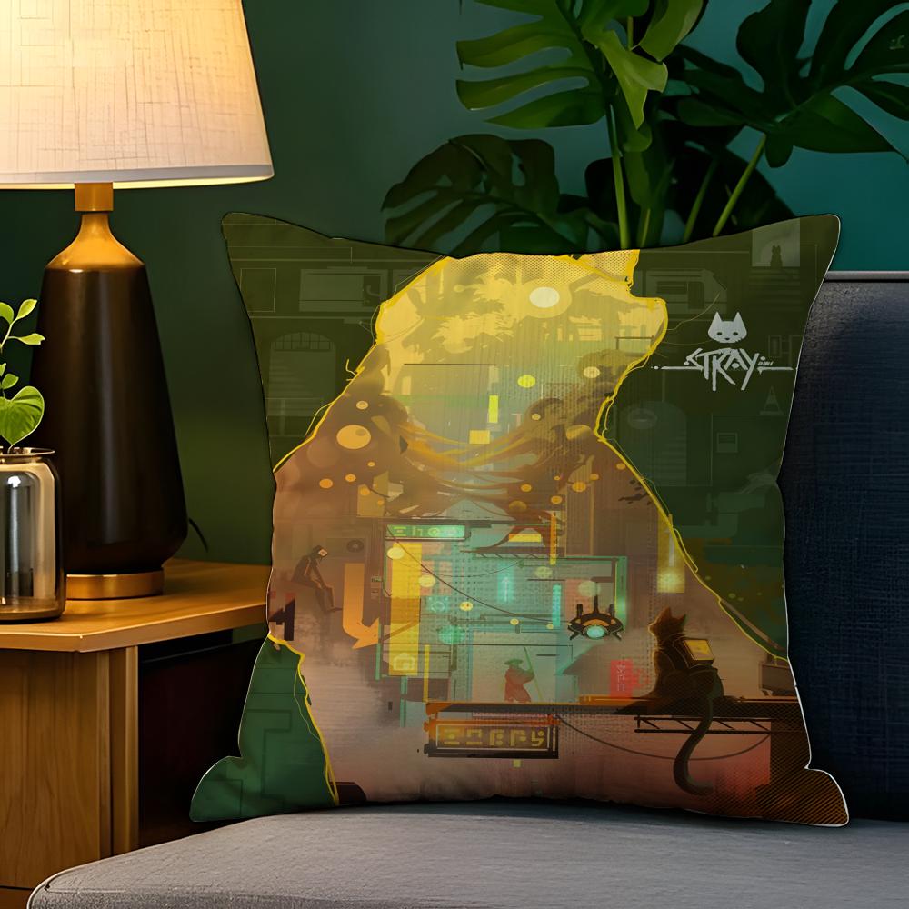Cute Animal Floral Decorations 1 Pillow Case Natural Linen Pillow Case Double-Sided Decor Sofa Pillowcase Home Decor