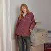 unifree American Campus Style Colorblock Plaid Loose Long Sleeve Shirt