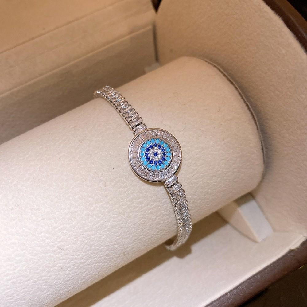 Luxury Vintage Devil's Eye Bracelet Star Round Devil's Eye Copper Zircon Rhinestone Devil's Eye Bangle Imitation Shell