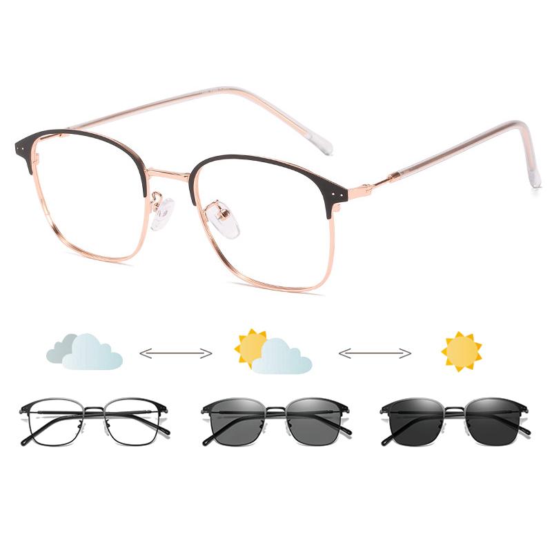 

Fashion Square Anti-Blue Light Glasses Men Women Vintage Metal Photochromic Glasses Classic Anti Radiation Computer Eyeglasses