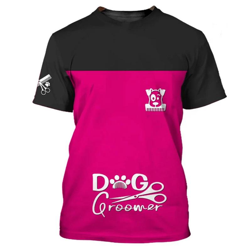 Neues Hundepflege 3D-Druck Damen Herren Haustierpfleger Arbeitskleidung Uniform T-Shirt Streetwear T-Shirts Harajuku Unisex Oversized T-Shirts Tops