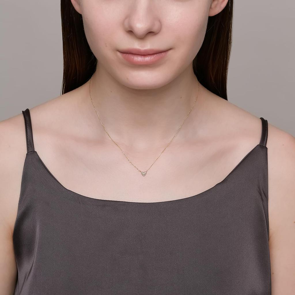 Tiny Motif K10 Diamond Heart Necklace [Noges] (0.03ct) 3024311602200999