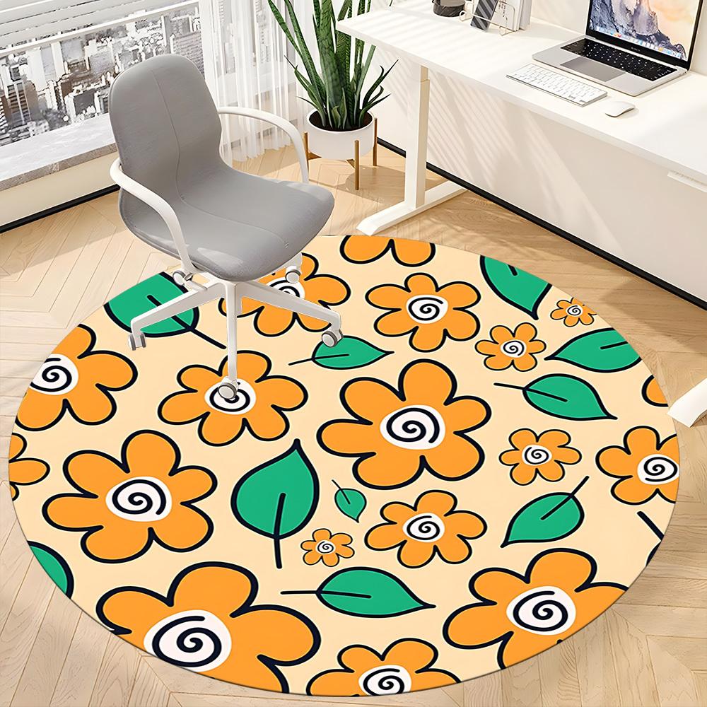 1pc Floral Pattern Chair Carpet for Office, Soft Flannel Throw Mat, Perfect for Office, Holiday Party Decoration Choice yy260320089