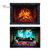 Removable PVC Wall Decor Fireplace Flame Decal, Vintage European Background Sticker, Self-Adhesive Decal Waterproof Mural for Living Room Dining Space