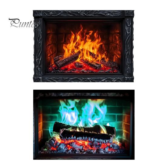 Removable PVC Wall Decor Fireplace Flame Decal, Vintage European Background Sticker, Self-Adhesive Decal Waterproof Mural for Living Room Dining Space