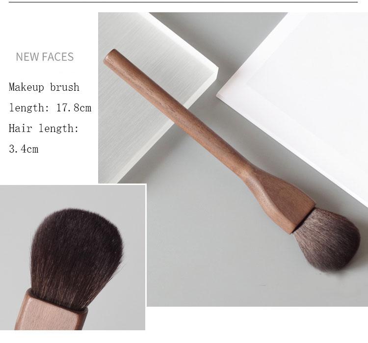 Karsyngirl štětec na make-up, dřevo, ořech, velké retro štětce na pudr, medově sypké, super měkké, krásný dárek pro přítelkyni, nástroj na líčení