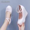 Women's 10CM Wedges Shoes White Platform Sole Round Toe Height Increasing Fashion Sandals Casual Comfortable Walking Shoes