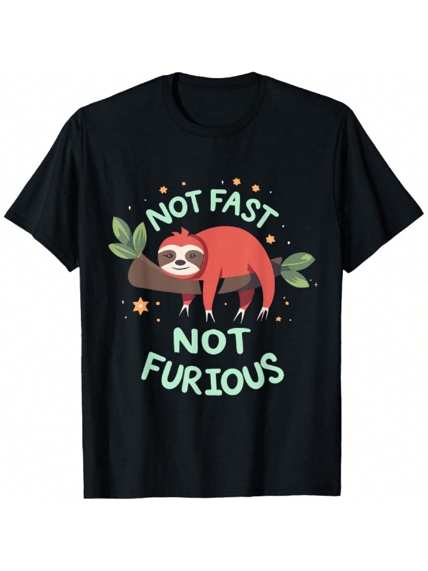 Not Fast Not Furious Funny Tree Sloth Design T-Shirt S