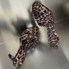 Fashion Female Pumps Leopard Print Ladies High Heels Slides Shoes Fashion Butterfly-Knot Footwear Women Heels Shoes Slippers Big Size