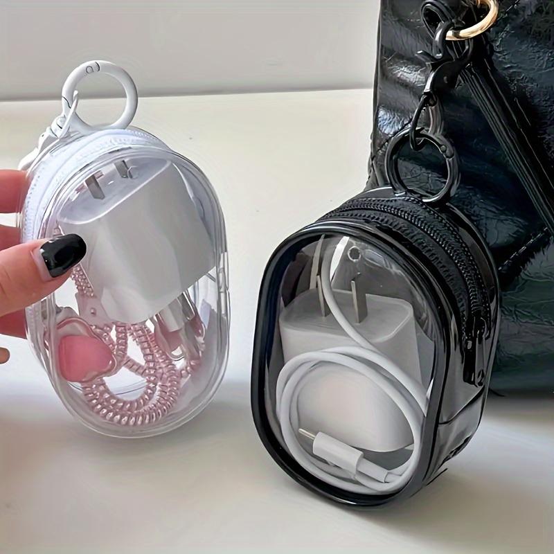1pc Transparent Cable Organizer Box For Storing Data Cable Charger Mini And Portable For Carrying Out Charger, Earphones, Etc.