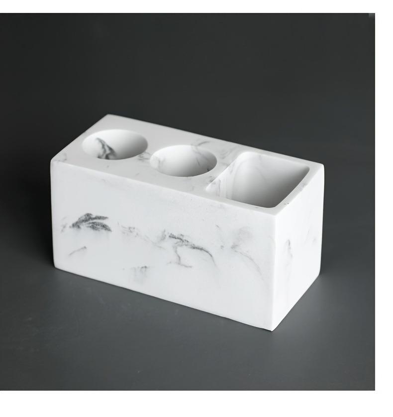 Marble Pattern Toothbrush Holder, Resin Electric Toothbrush Stand Organizer for Toothpaste & Toothbrush Storage, Black & White